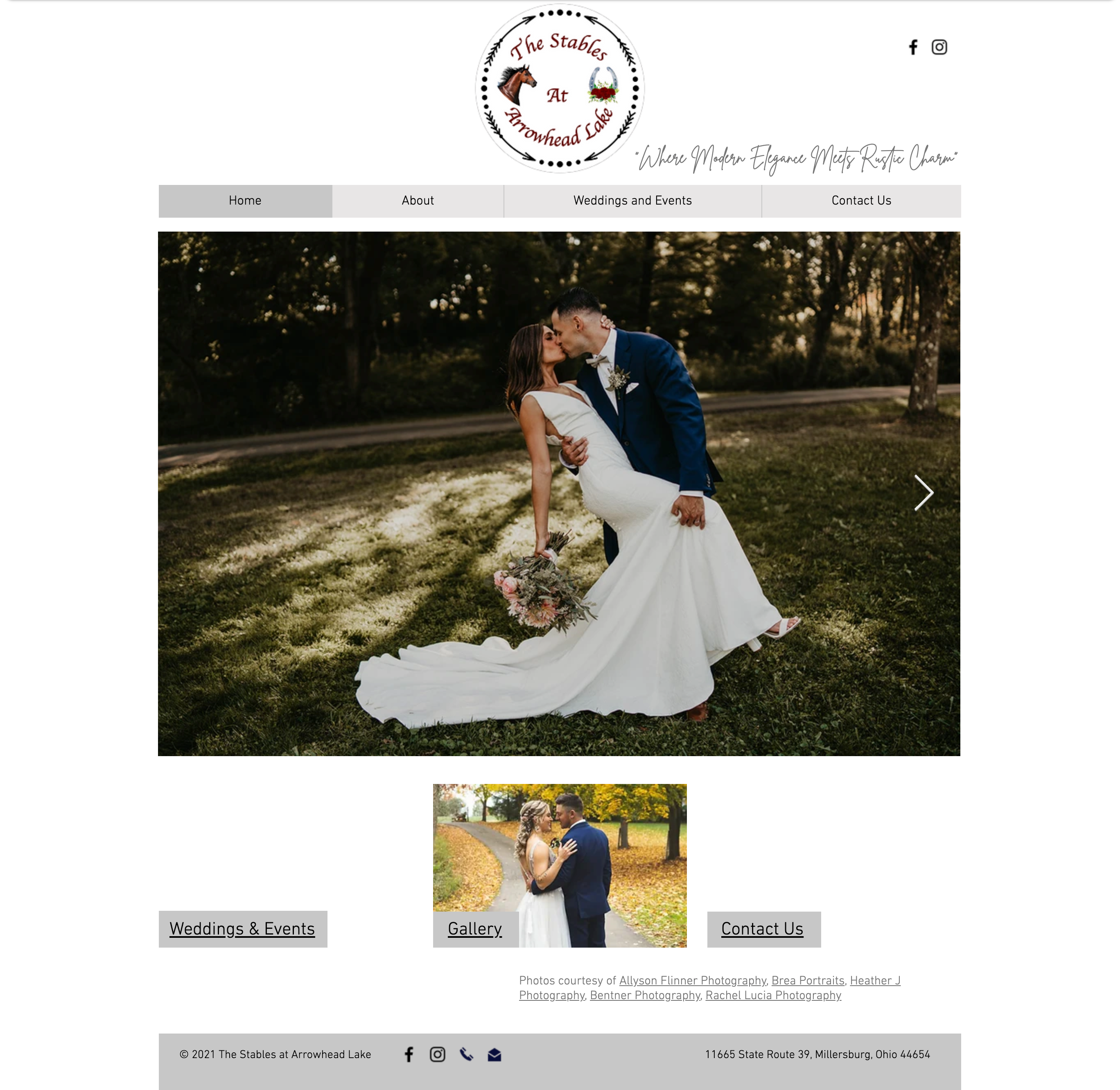 Wedding venue website before redesign